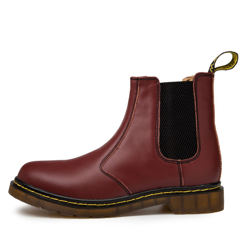 Damen Martin Boots aus Rindsleder mit dickem Absatz im Herbststil