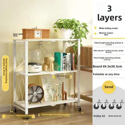 Foldable Kitchen Storage Rack with Wheels