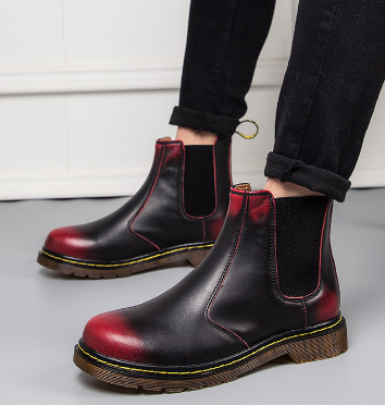 Damen Martin Boots aus Rindsleder mit dickem Absatz im Herbststil