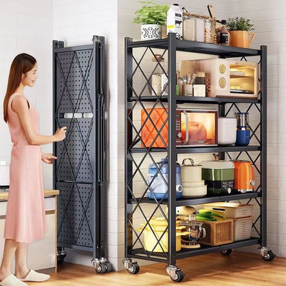 Foldable Kitchen Storage Rack with Wheels