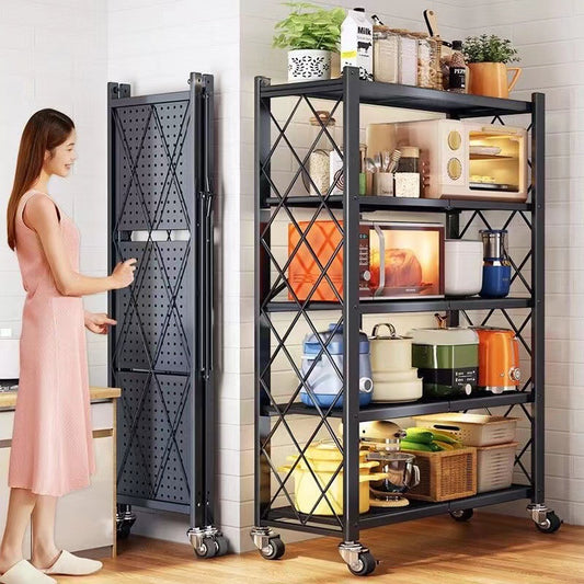 Foldable Kitchen Storage Rack with Wheels
