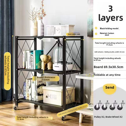 Foldable Kitchen Storage Rack with Wheels