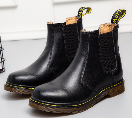 Damen Martin Boots aus Rindsleder mit dickem Absatz im Herbststil