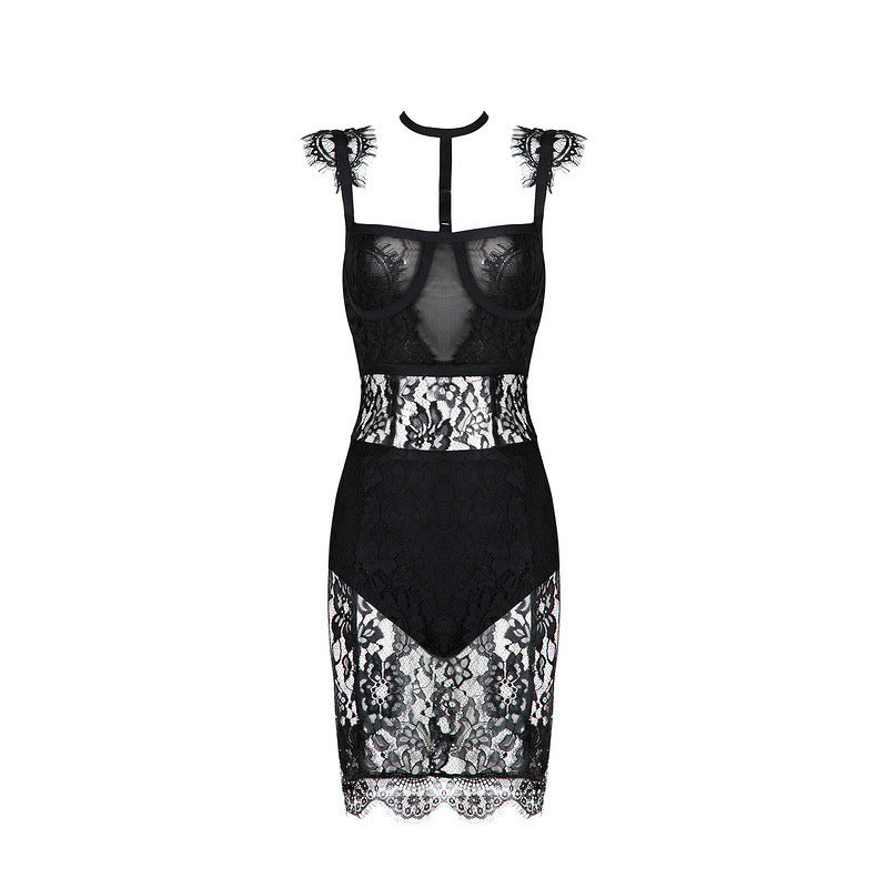 Transparentes Kleid, Spaghettiträgerkleid, Kleid