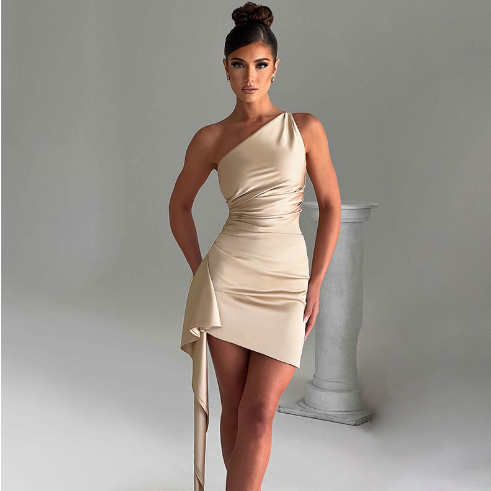 Ärmelloses One-Shoulder-Minikleid für Partys & Hochzeiten