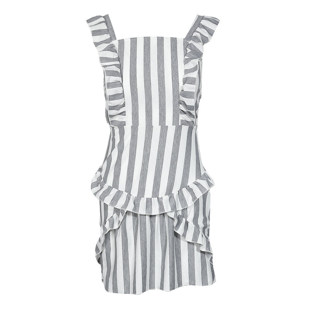 Spitzen-Trägerkleid, Gestreiftes Kleid, Kleid mit Bindedetail vorne