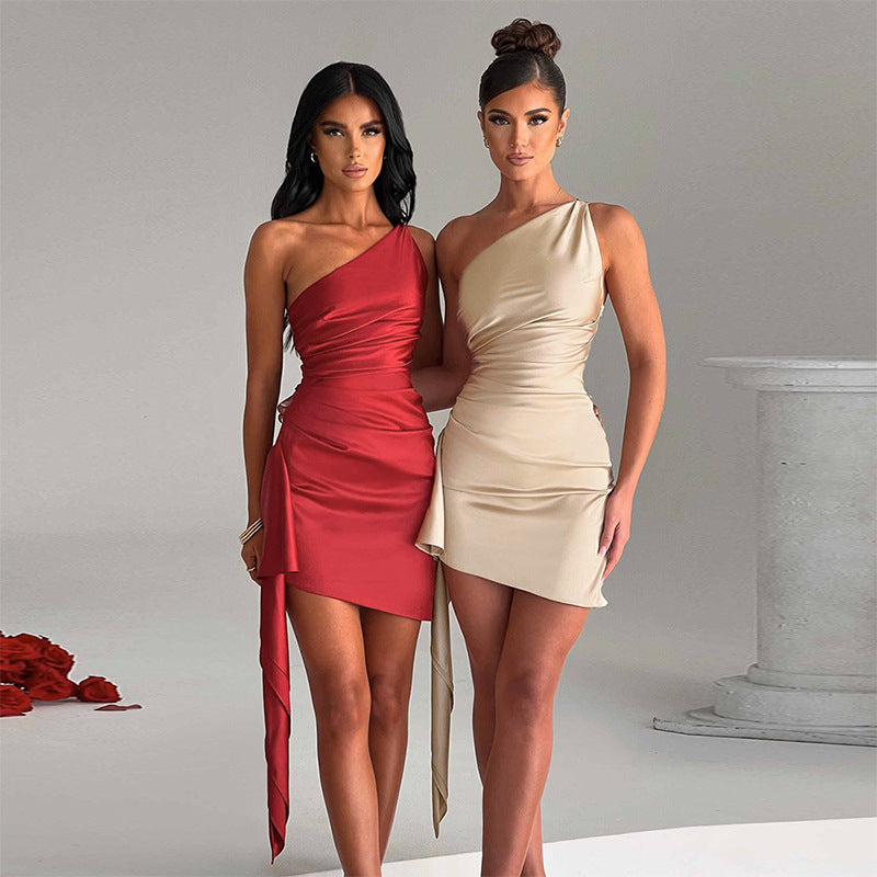 Ärmelloses One-Shoulder-Minikleid für Partys & Hochzeiten